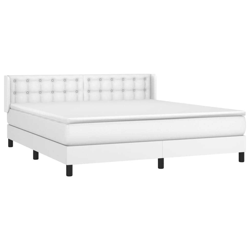 vidaXL fehér műbőr rugós ágy matraccal 160 x 200 cm