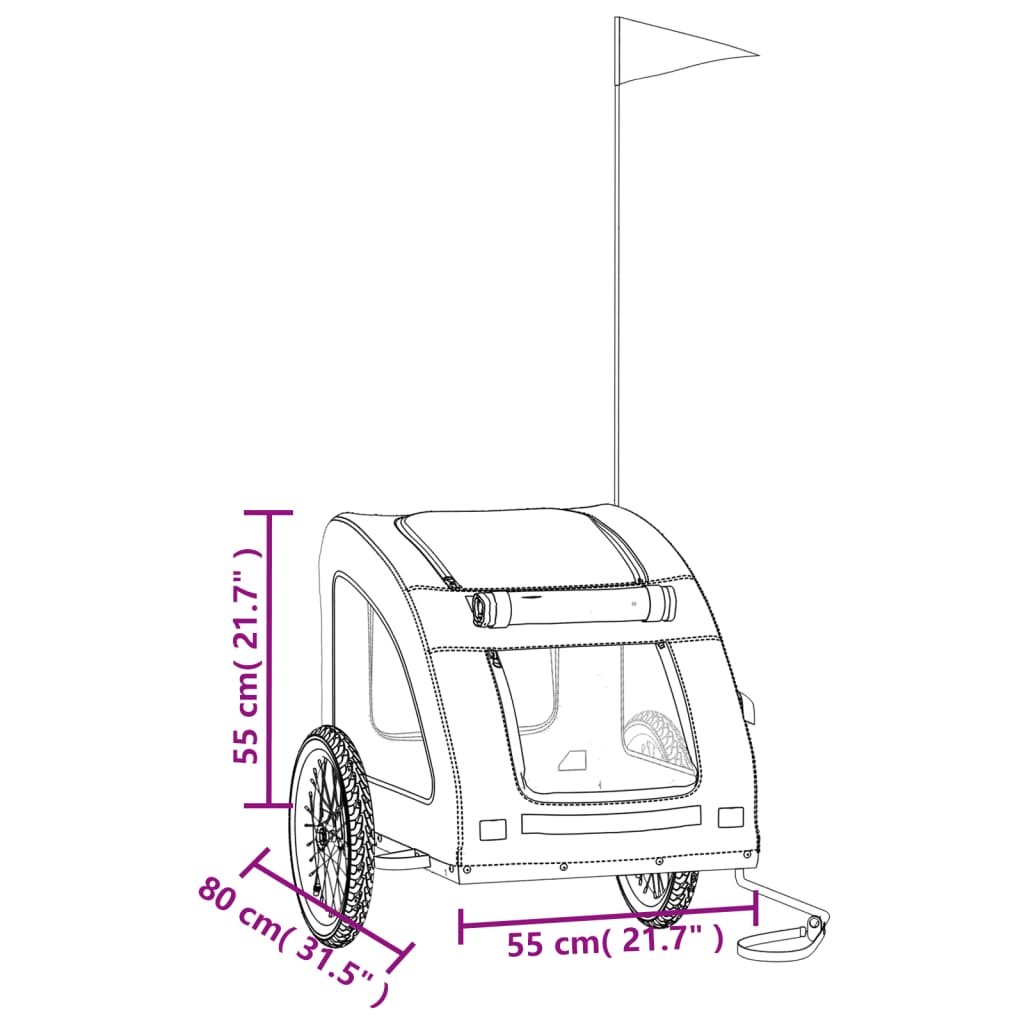 vidaXL fekete oxford szövet és vas kisállatszállító kerékpár-utánfutó