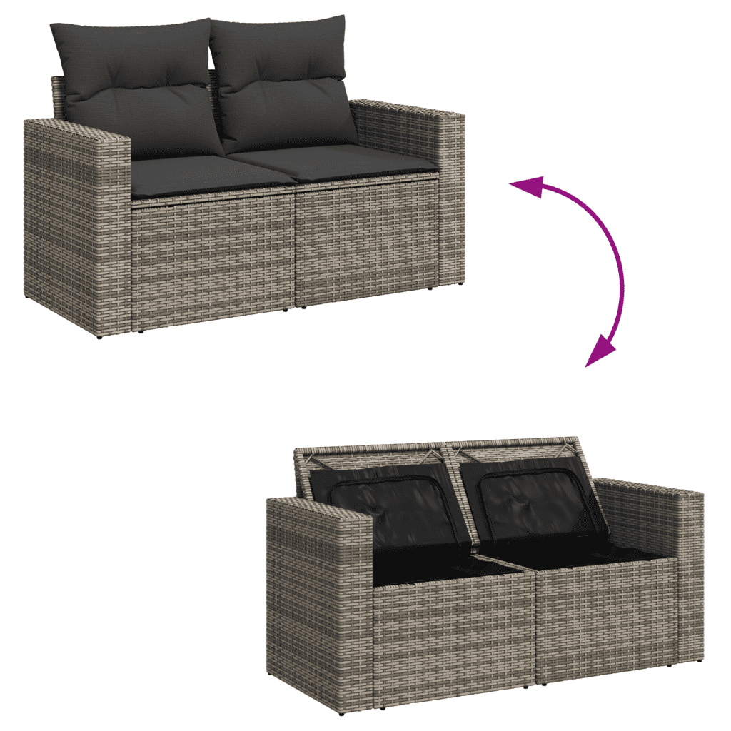 vidaXL 10 részes szürke polyrattan kerti ülőgarnitúra párnákkal