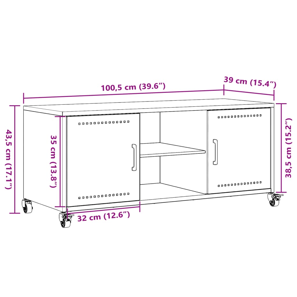 vidaXL antracit hidegen hengerelt acél TV-szekrény 100,5x39x43,5 cm