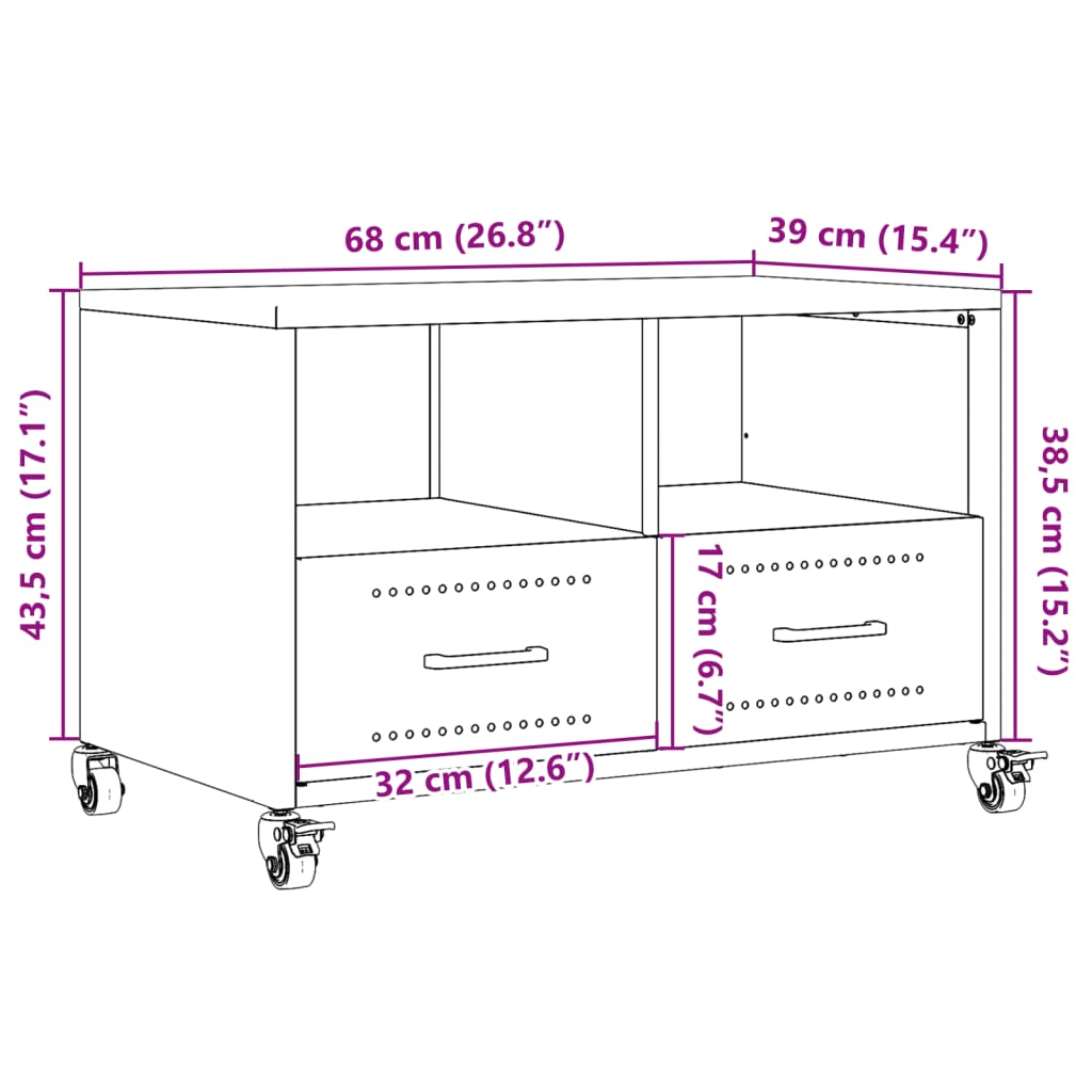 vidaXL antracitszürke hidegen hengerelt acél TV-szekrény 68x39x43,5 cm