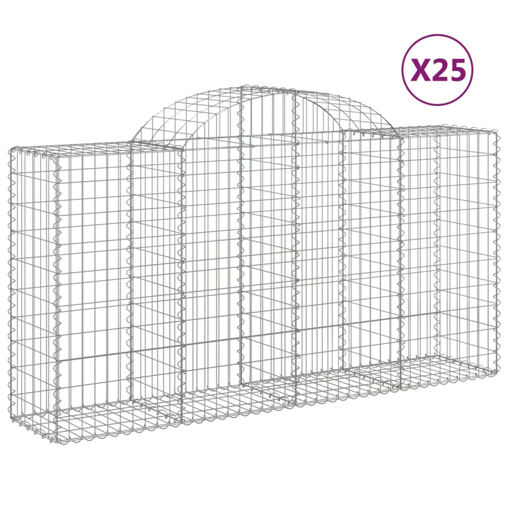 vidaXL 25 db íves horganyzott vas gabion kosár 200x50x100/120 cm