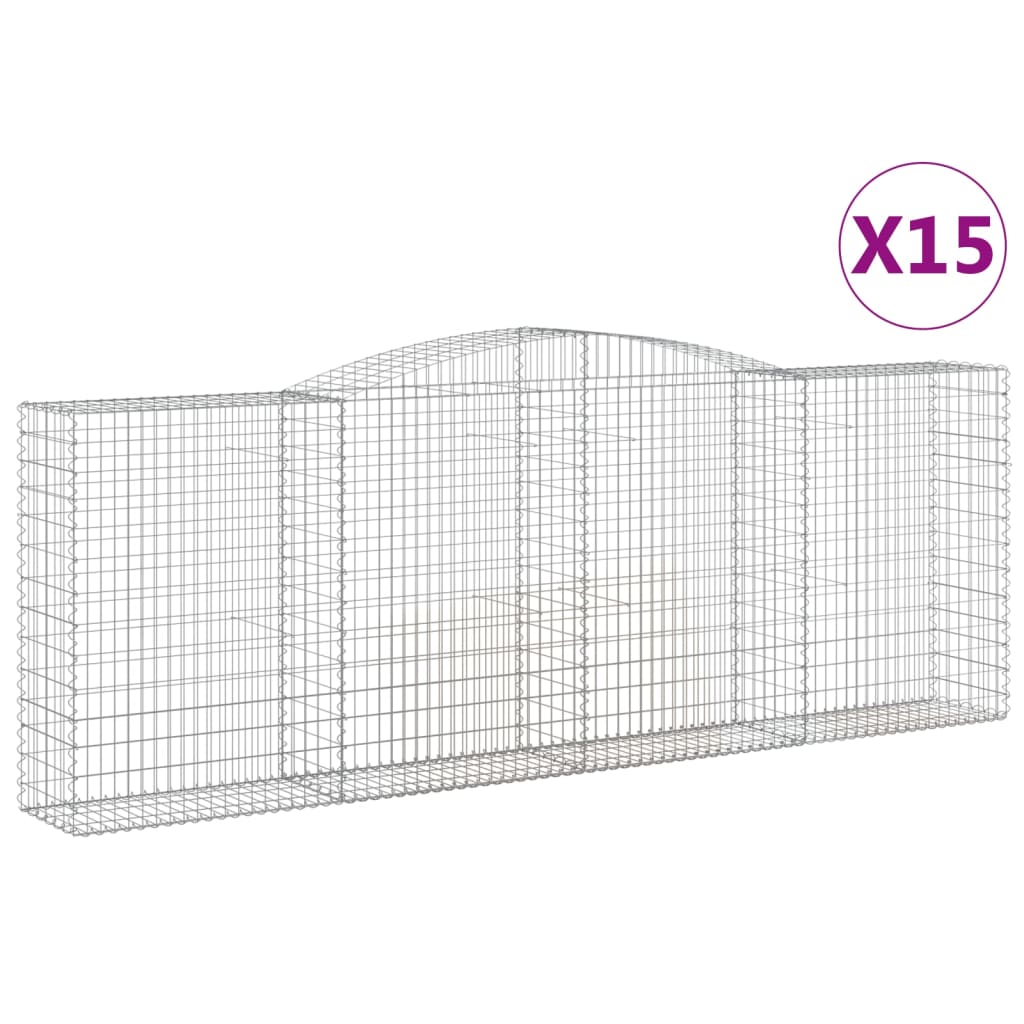 vidaXL 15 db íves horganyzott vas gabion kosár 400x50x140/160 cm