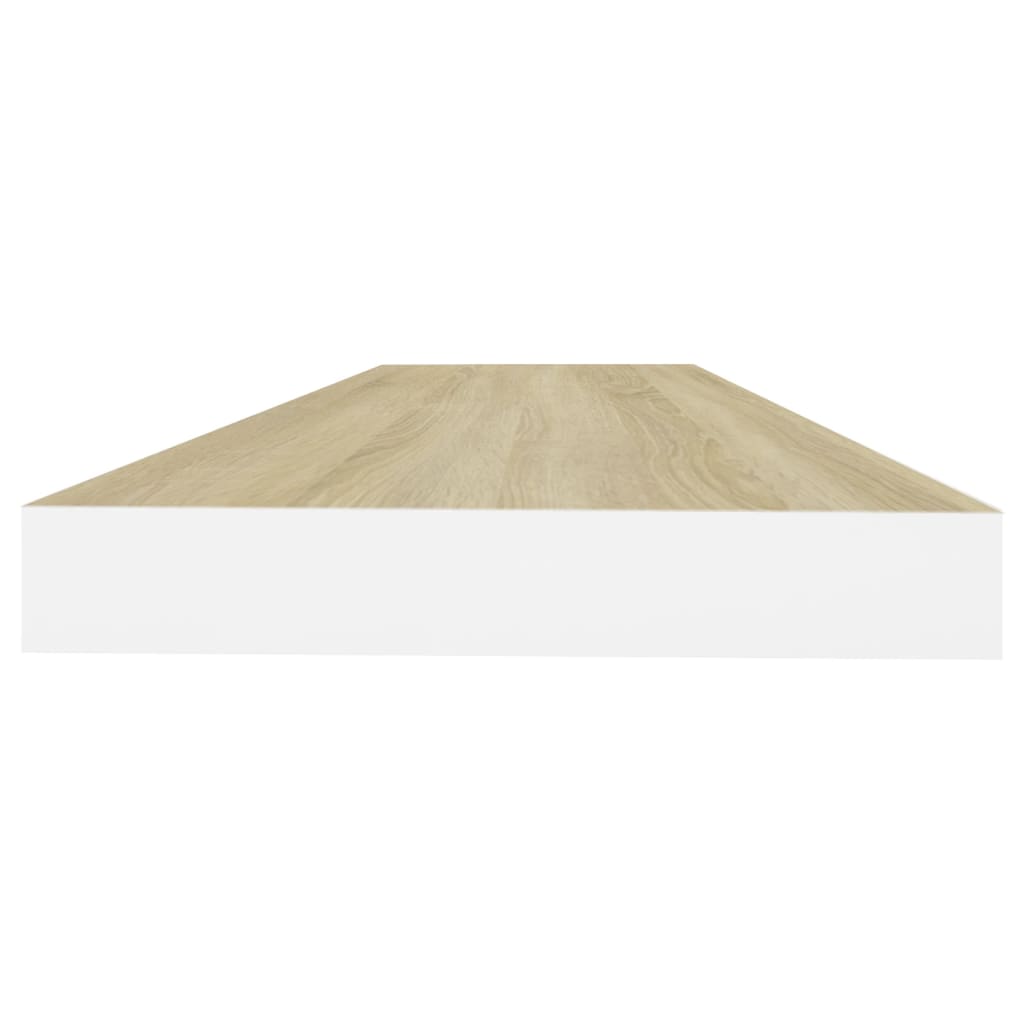 vidaXL 2 db tölgyszínű és fehér MDF lebegő fali polc 80x23,5x3,8 cm