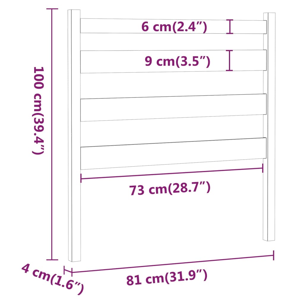 vidaXL szürke tömör fenyőfa ágyfejtámla 81 x 4 x 100 cm