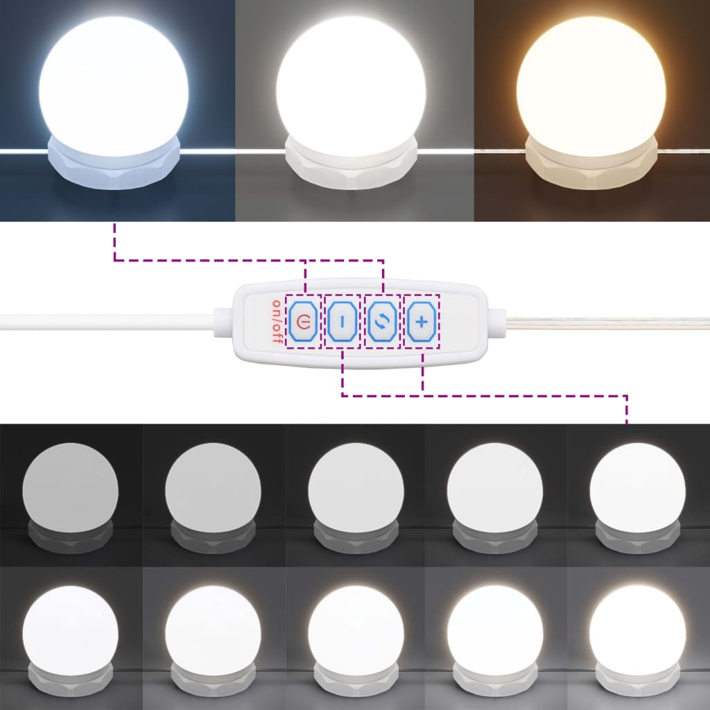 vidaXL füstös tölgyszínű fésülködőasztal LED-lámpákkal 90x42x132,5 cm