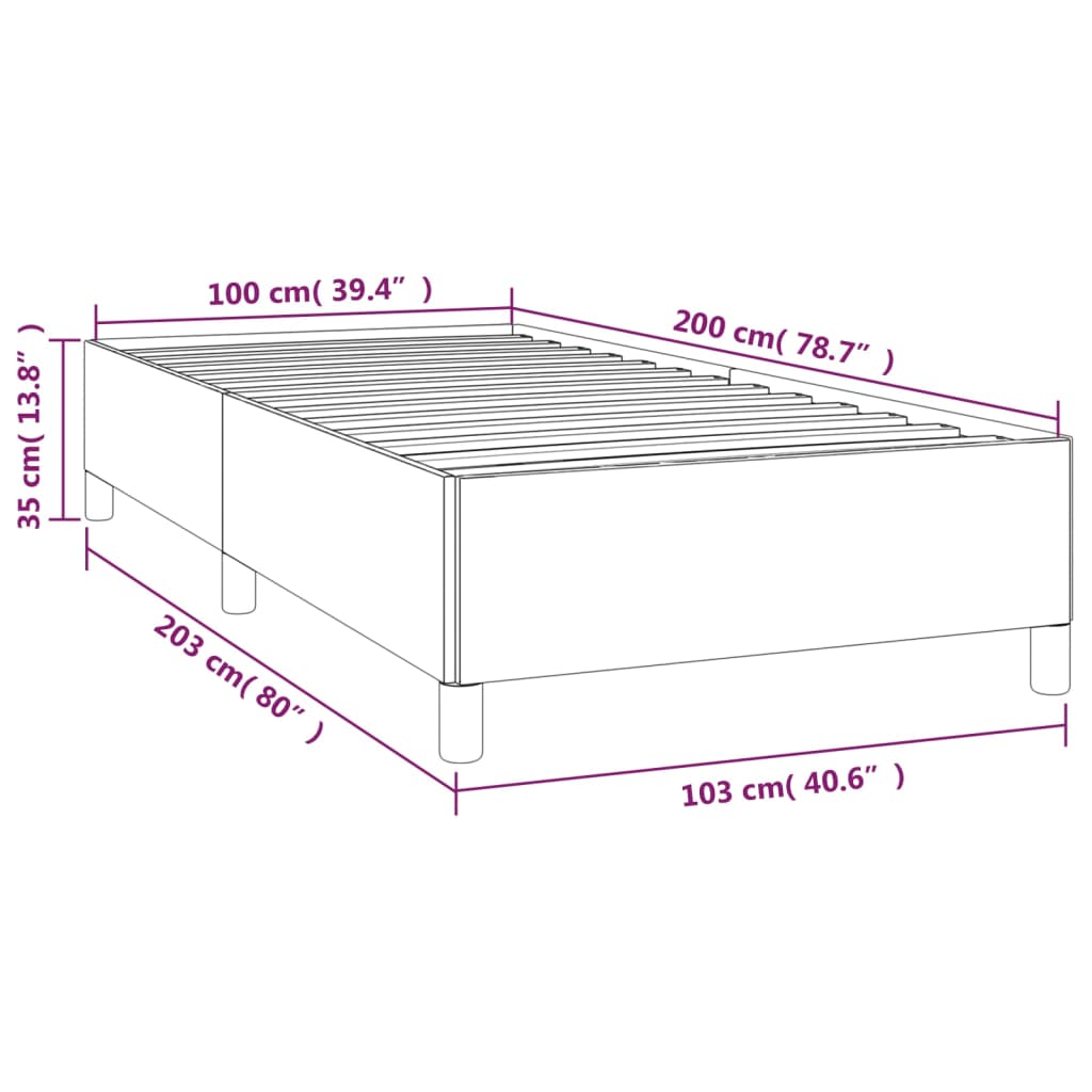 vidaXL fekete bársony ágykeret 100x200 cm