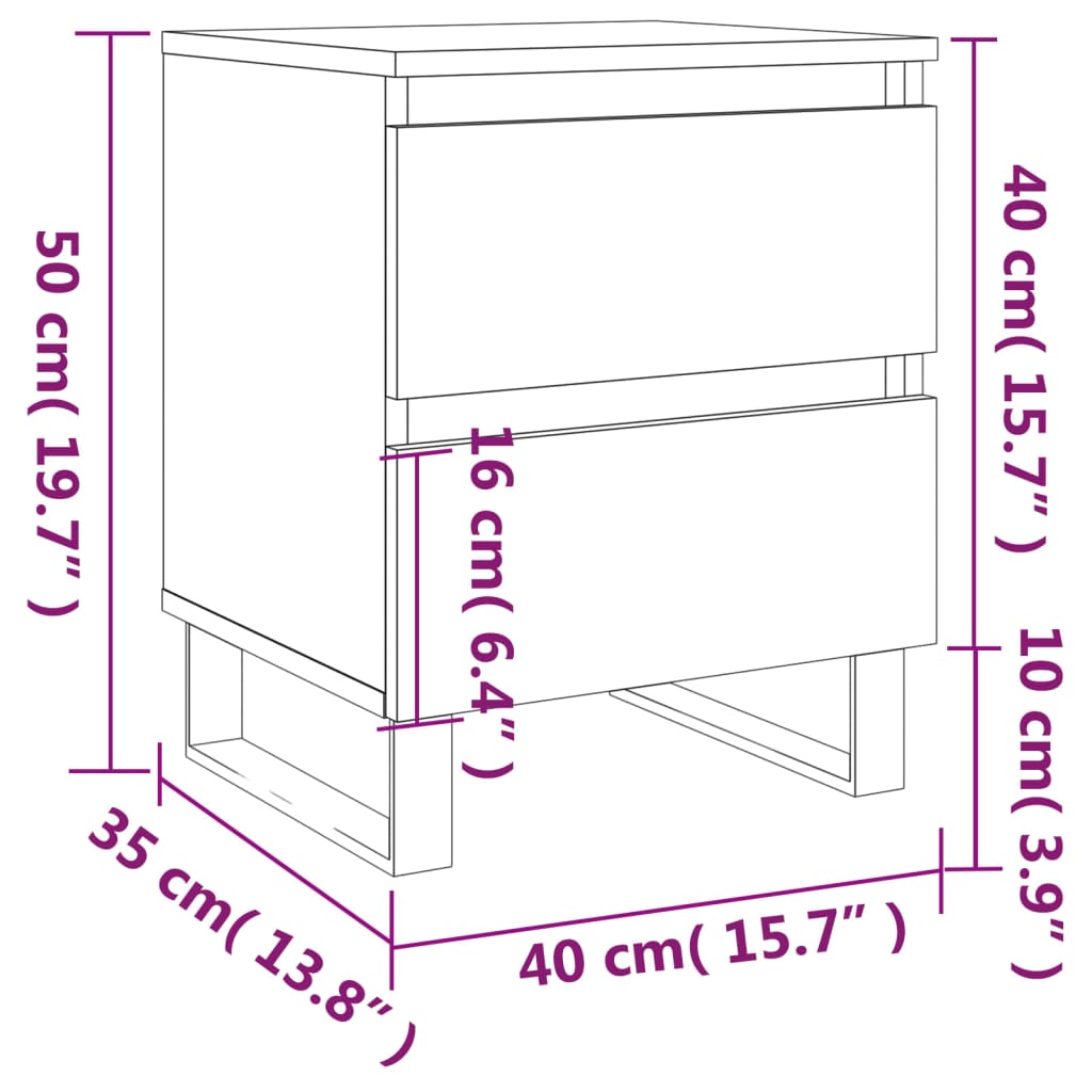 vidaXL 2 db barna tölgyszínű éjjeliszekrény 40 x 35 x 50 cm