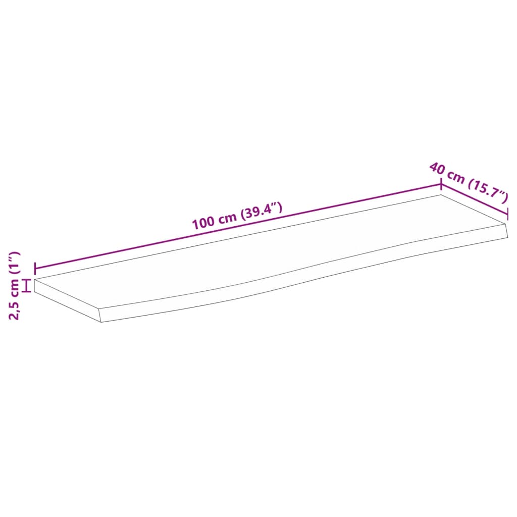 vidaXL tömör mangófa természetes élű asztallap 100 x 40 x 2,5 cm