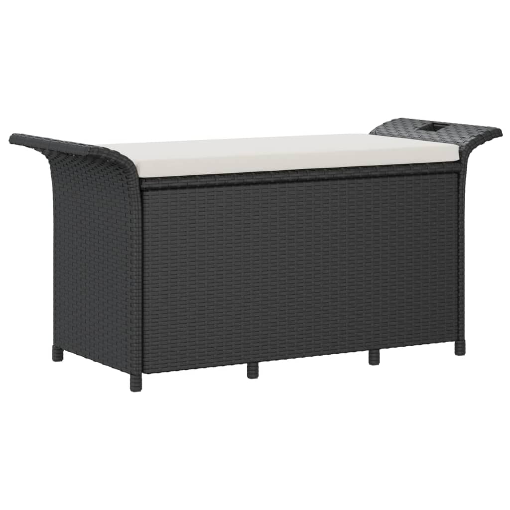 vidaXL fekete polyrattan kerti pad párnával 116 x 46 x 57 cm