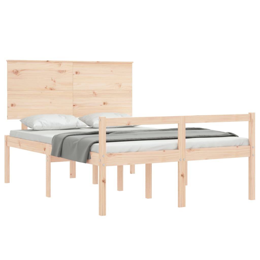 vidaXL tömör fa ágy időseknek fejtámlával Small Double
