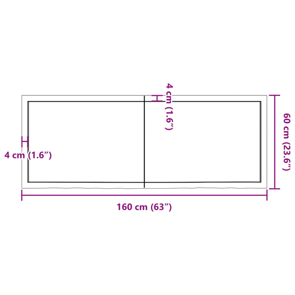 vidaXL sötétbarna kezelt tömör fa fürdőszobai pult 160x60x(2-4) cm