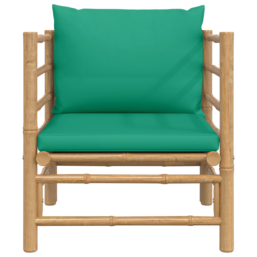 vidaXL bambusz kerti kanapé zöld párnákkal