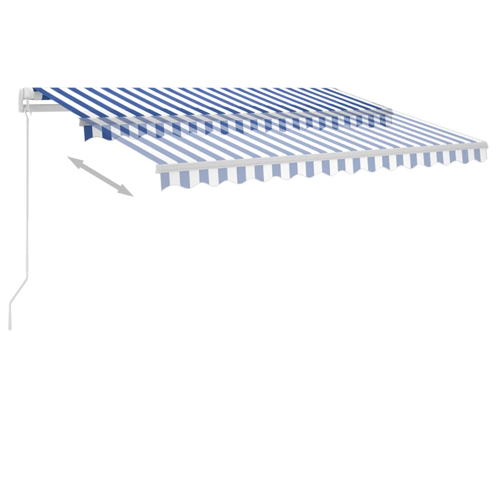 vidaXL kék és fehér kézzel kihúzható póznás napellenző 300 x 250 cm