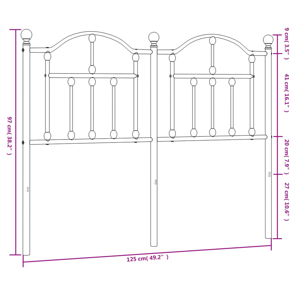 vidaXL fehér fém fejtámla 120 cm