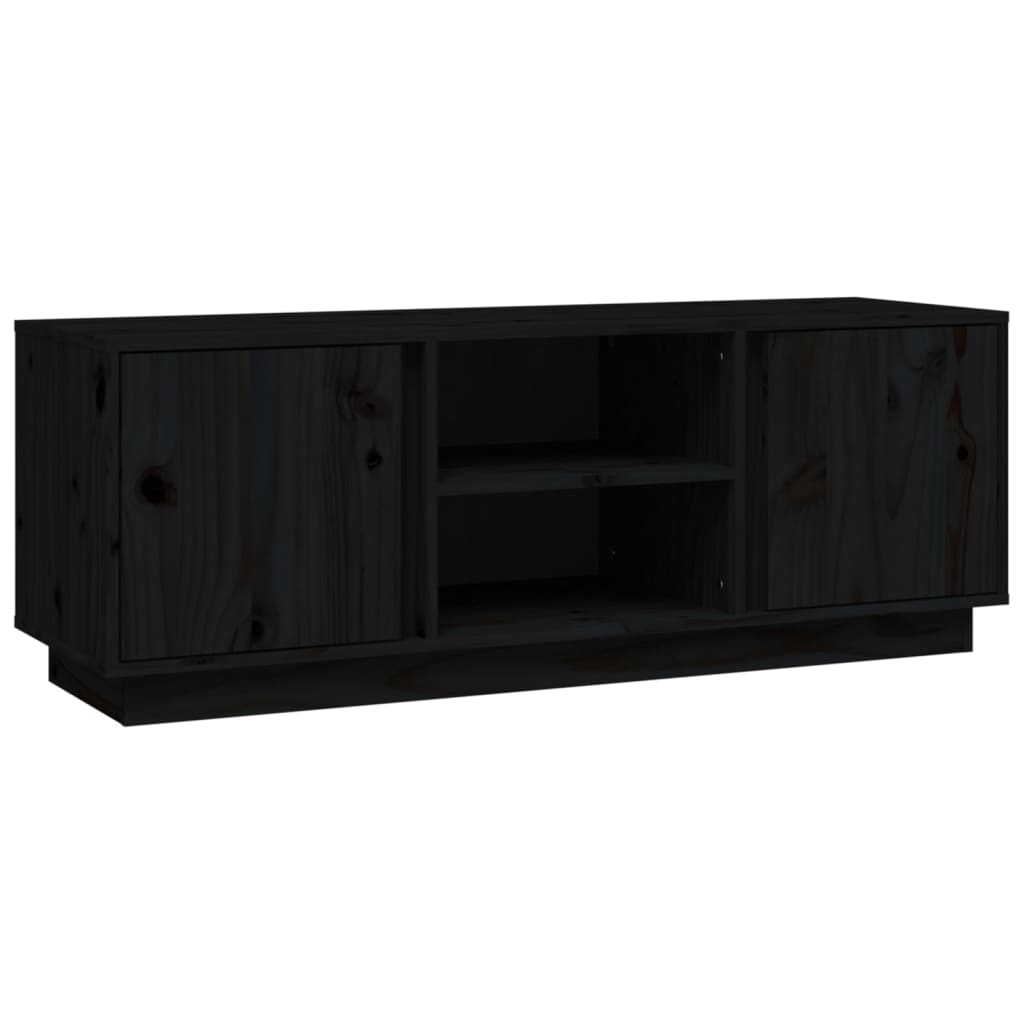 vidaXL fekete tömör fenyőfa TV-szekrény 110x35x40,5 cm