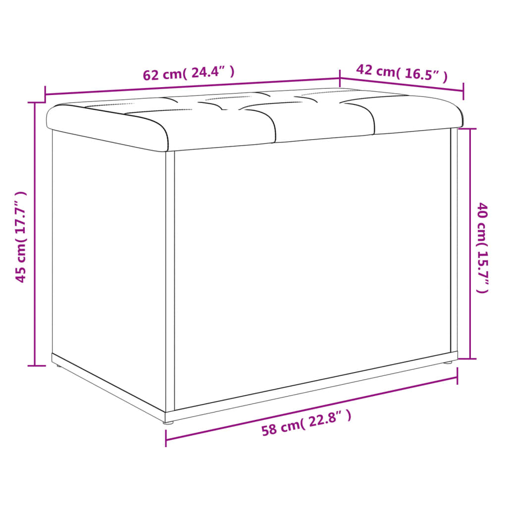 vidaXL szürke sonoma színű szerelt fa tárolópad 62 x 42 x 45 cm