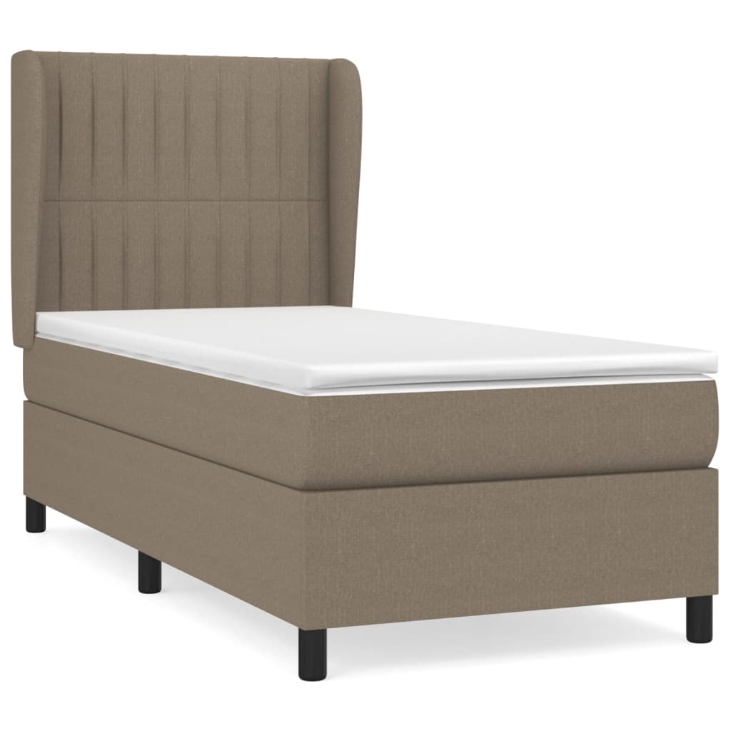 vidaXL tópszínű szövet rugós ágy matraccal 90 x 200 cm
