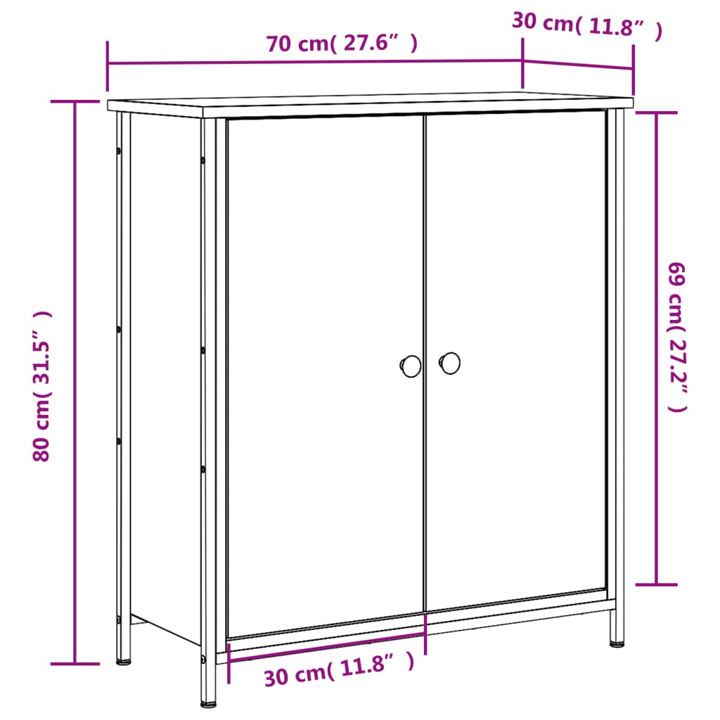 vidaXL füstös tölgy színű szerelt fa tálalószekrény 70 x 30 x 80 cm