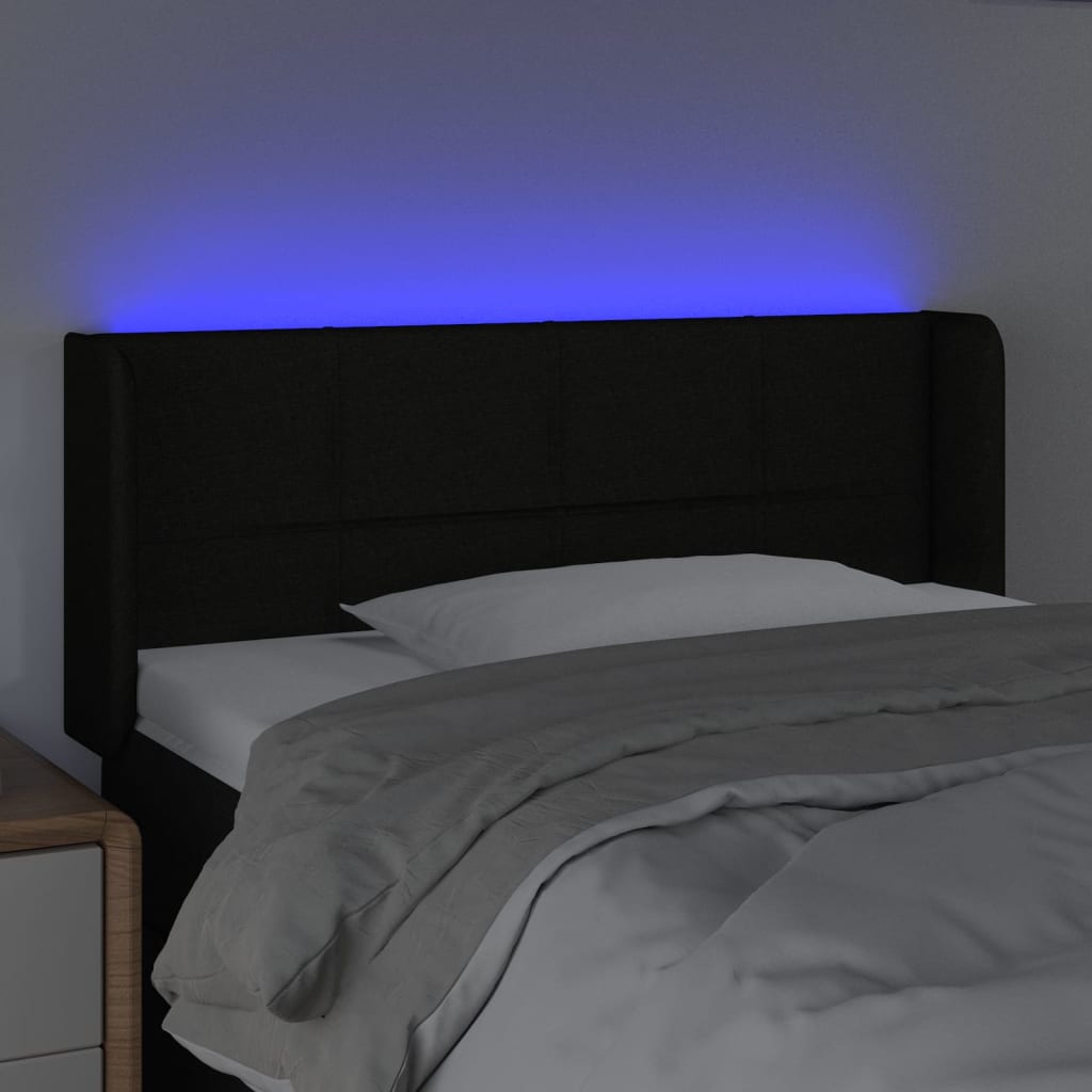 vidaXL fekete szövet LED-es fejtámla 83 x 16 x 78/88 cm