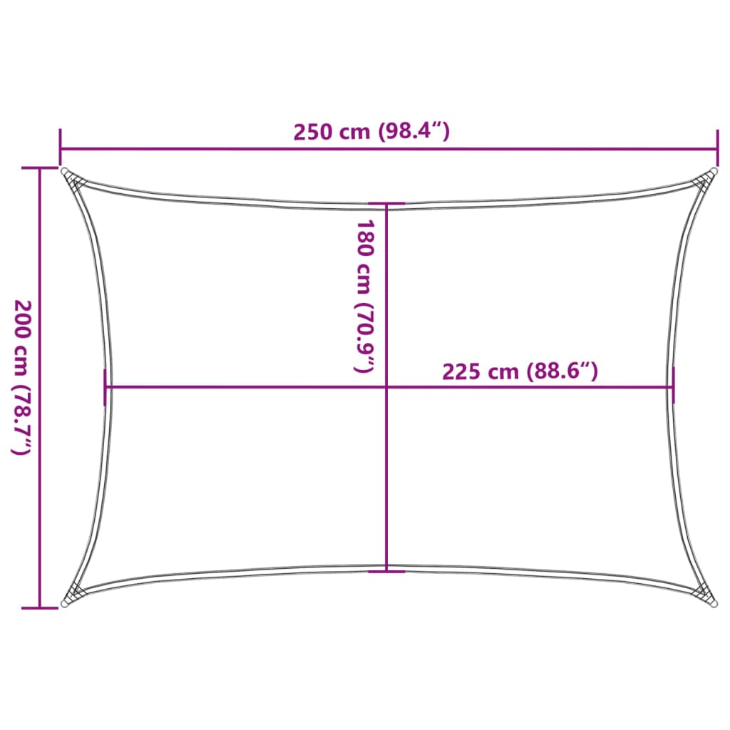 vidaXL világosszürke négyszögletű HDPE napvitorla 160 g/m² 2x2,5 m