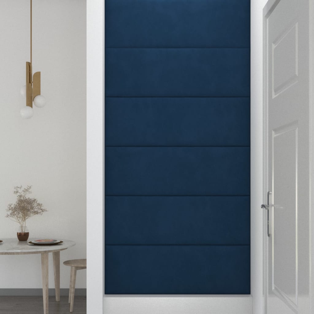 vidaXL 12 db kék bársony fali panel 90 x 30 cm 3,24 m²