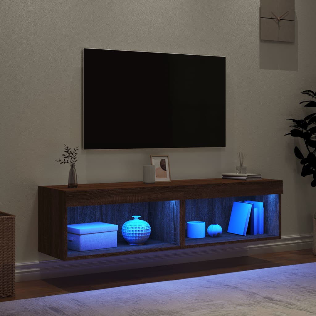 vidaXL 2 db barna tölgyszínű TV-szekrény LED-világítással 60x30x30 cm