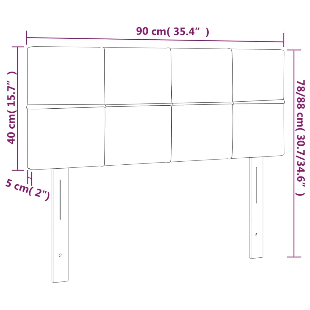 vidaXL sötétbarna szövet LED-es fejtámla 90x5x78/88 cm