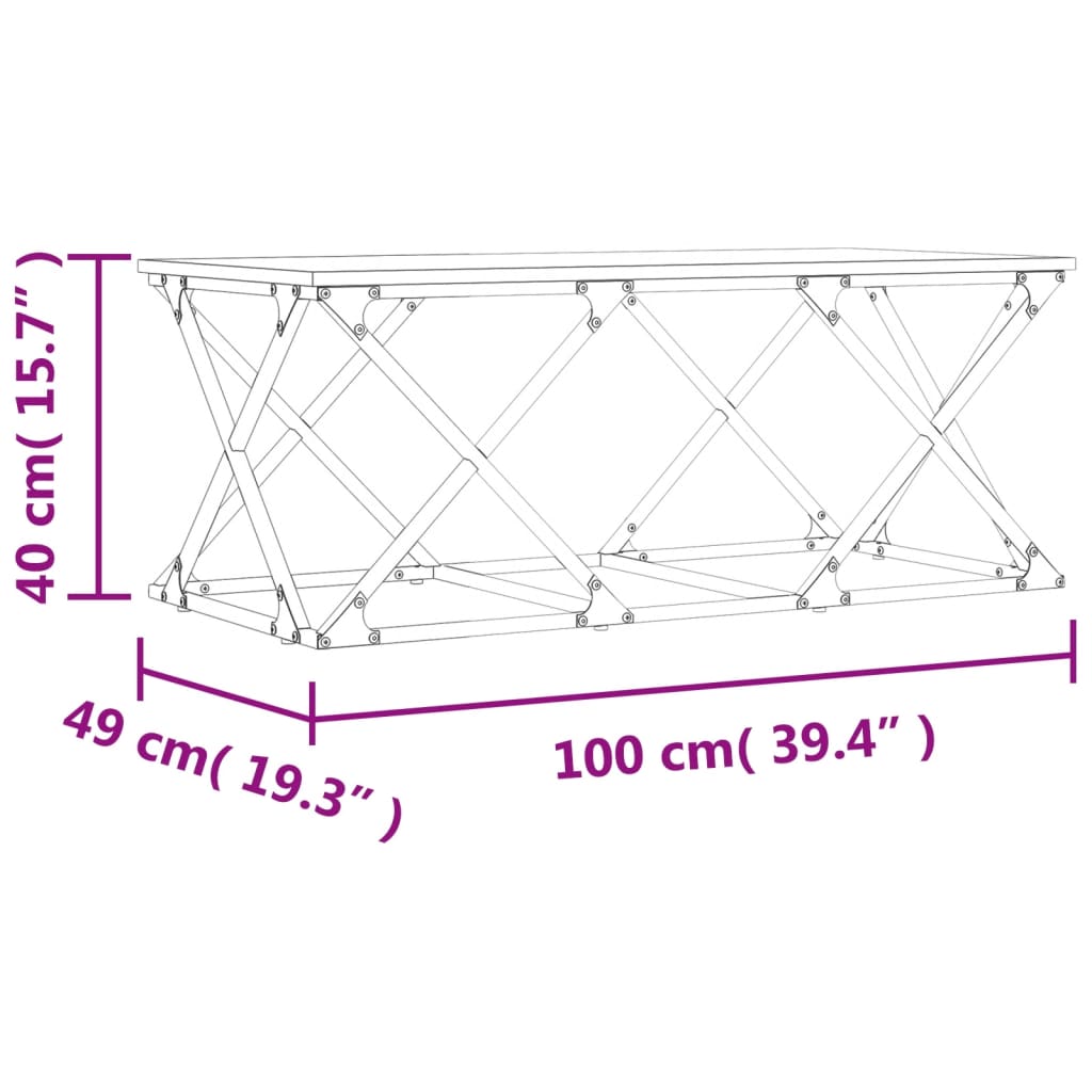 vidaXL szürke sonoma színű szerelt fa dohányzóasztal 100 x 49 x 40 cm