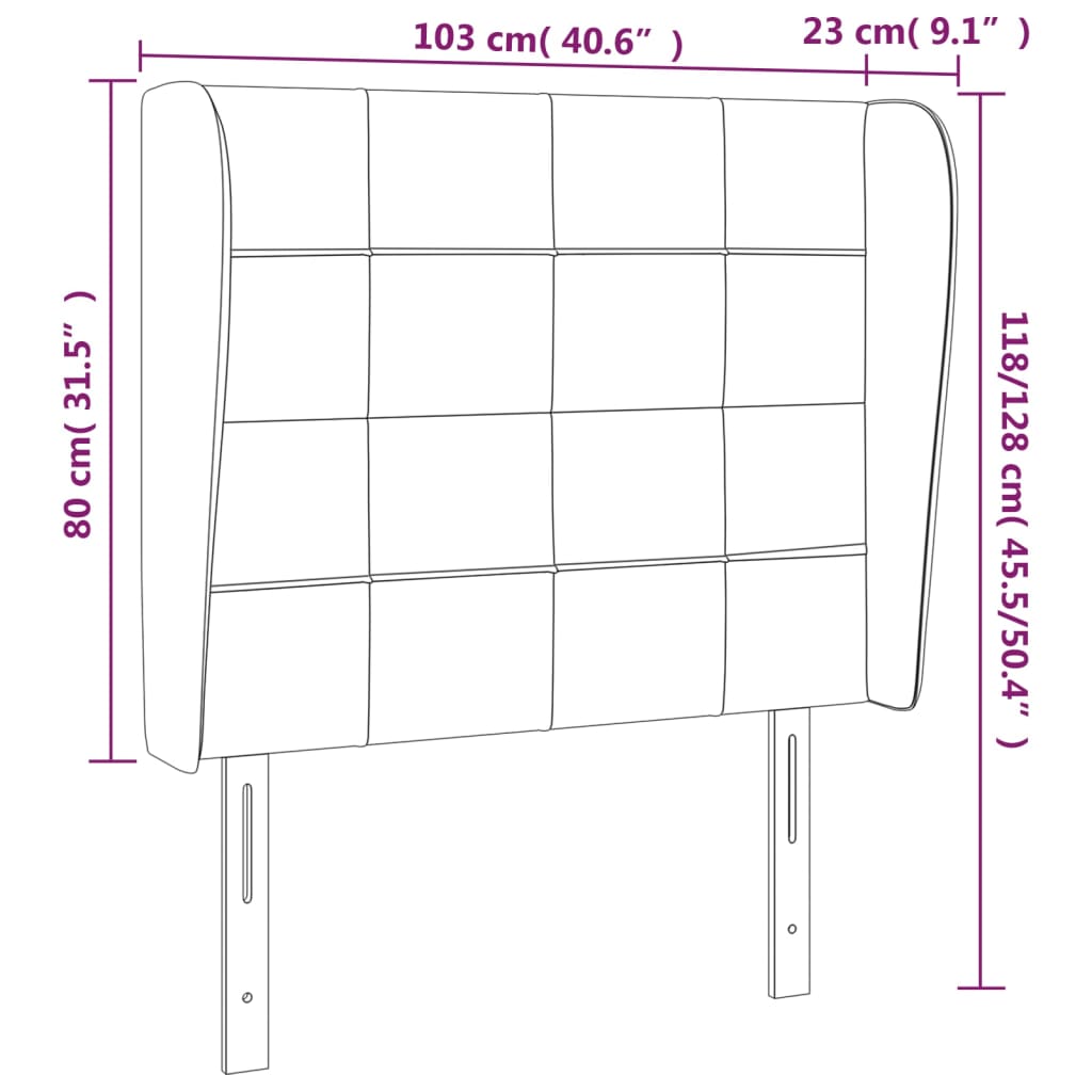 vidaXL rózsaszín bársony fejtámla szárnyakkal 103x23x118/128 cm