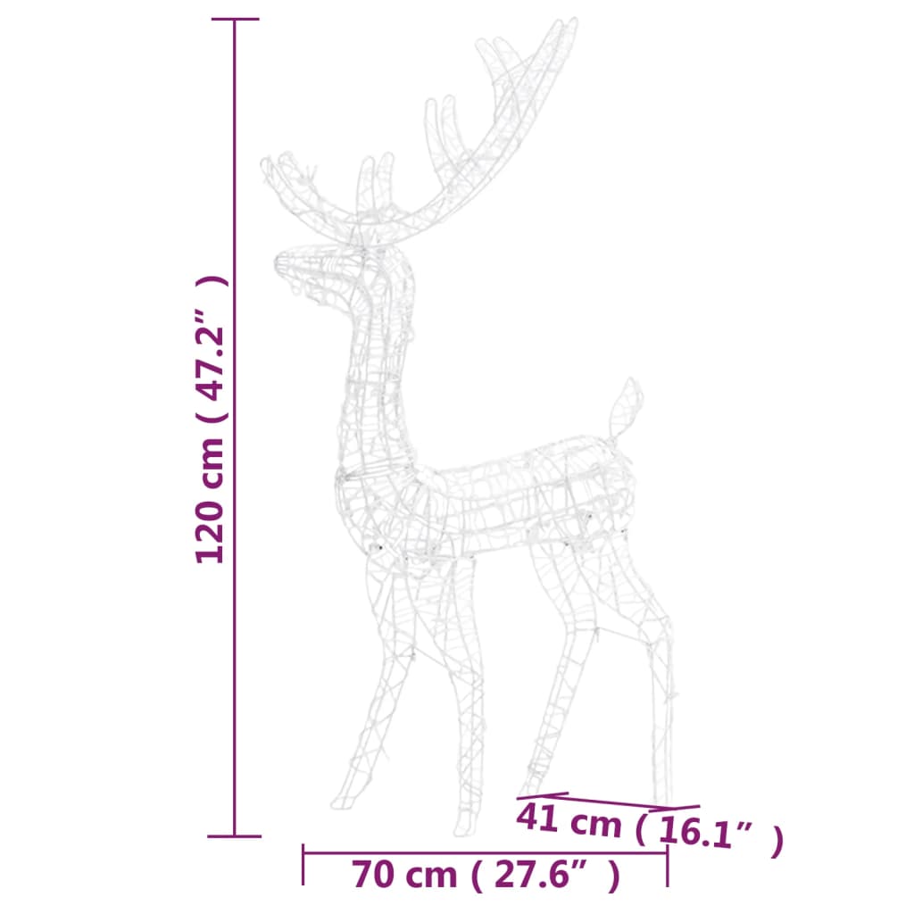 vidaXL 3 db kék akril karácsonyi rénszarvasdísz 120 cm