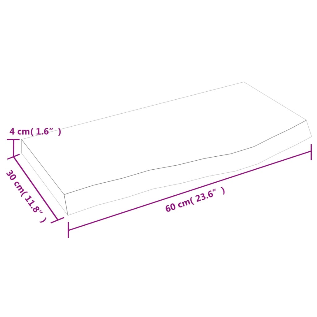 vidaXL sötétbarna kezelt tömör fa fürdőszobai pult 60x30x(2-4) cm