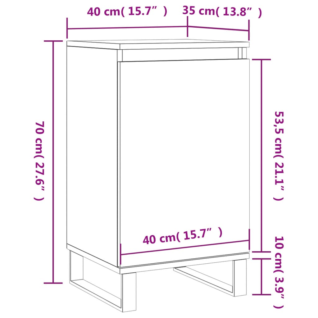 vidaXL betonszürke szerelt fa tálalószekrény 40 x 35 x 70 cm