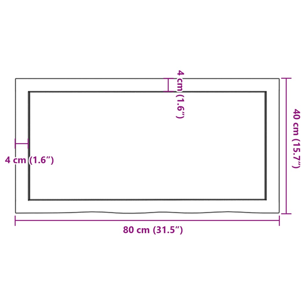 vidaXL kezeletlen tömör tölgyfa asztallap 80x40x(2-6) cm