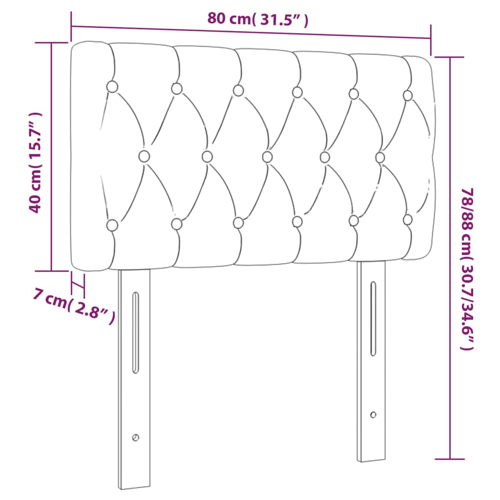 vidaXL sötétzöld bársony LED-es fejtámla 80 x 7 x 78/88 cm