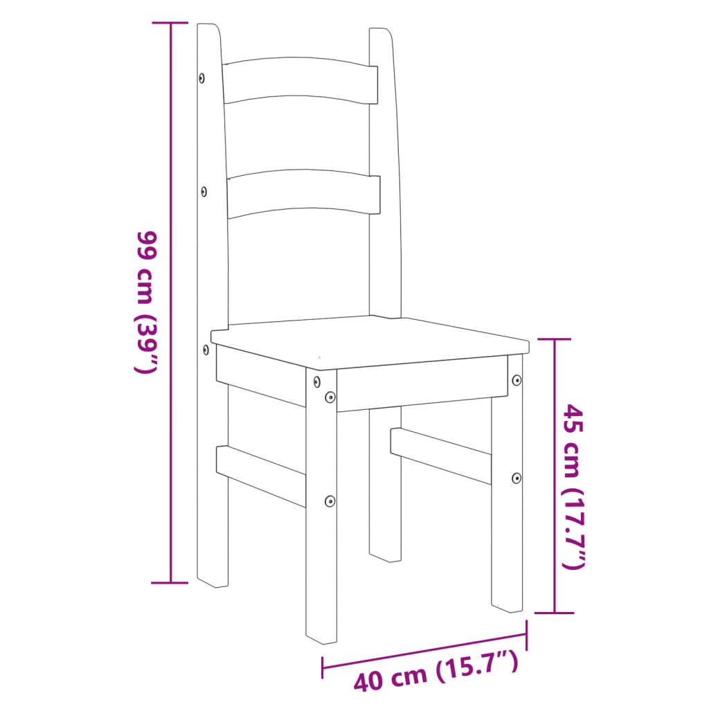 vidaXL 2 db tömör fenyőfa étkezőszék 40x46x99 cm