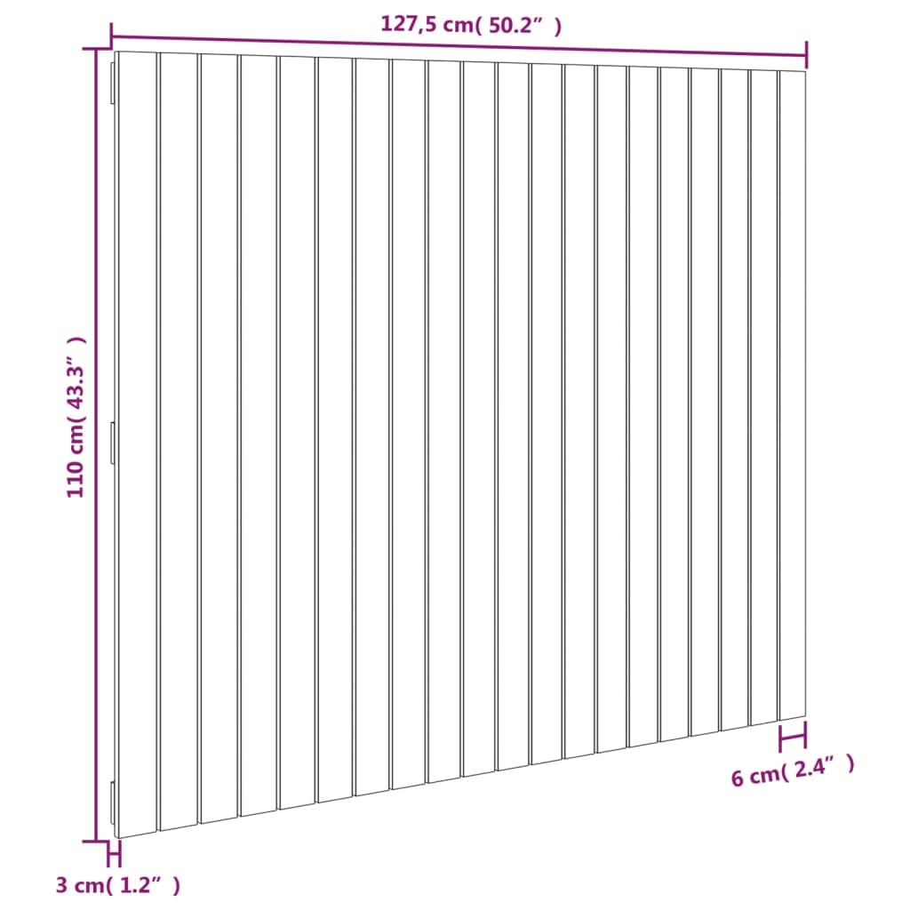 vidaXL tömör fenyőfa fali fejtámla 127,5x3x110 cm