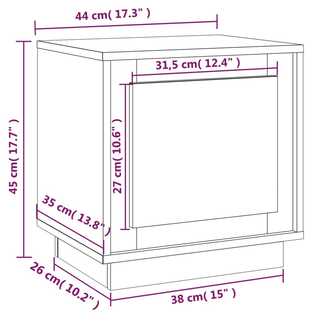 vidaXL fekete szerelt fa éjjeliszekrény 44x35x45 cm