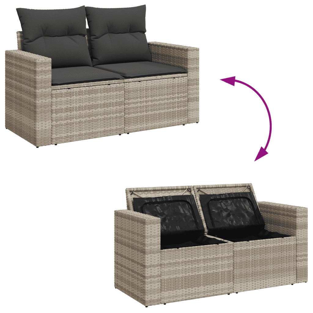 vidaXL 6 részes világosszürke polyrattan kerti ülőgarnitúra párnákkal