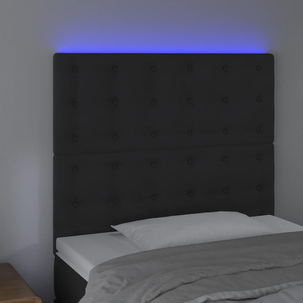 vidaXL fekete bársony LED-es fejtámla 90x5x118/128 cm