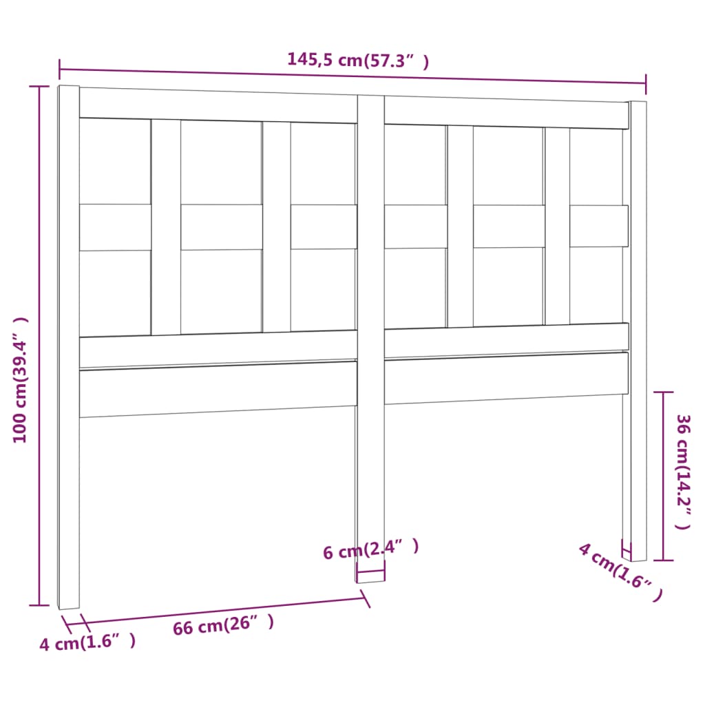 vidaXL fehér tömör fenyőfa ágyfejtámla 145,5 x 4 x 100 cm