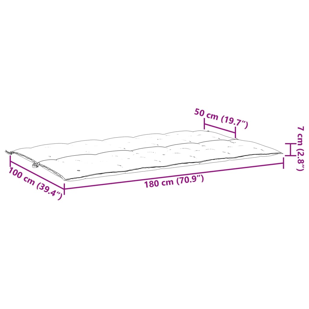 vidaXL antracitszürke oxford szövet kerti padpárna 180x(50+50)x7 cm