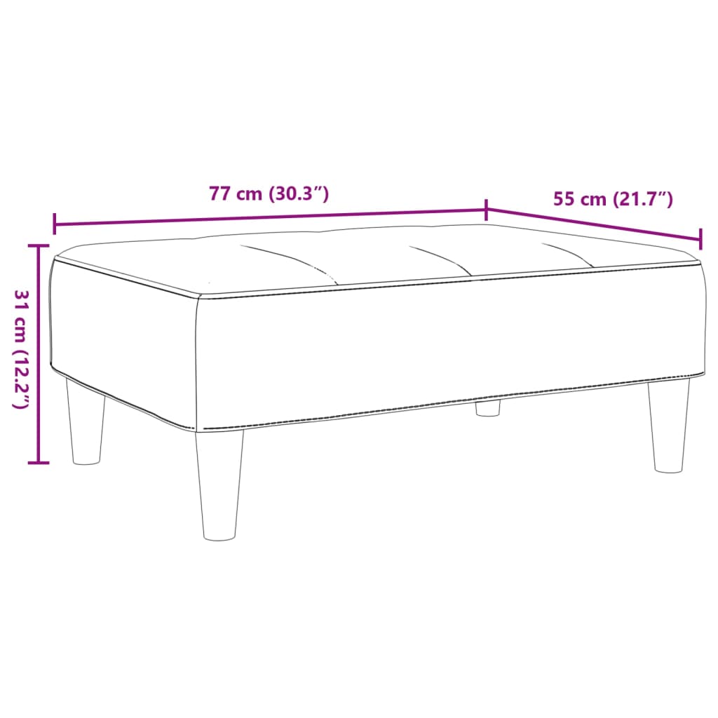 vidaXL fekete bársony lábzsámoly 77x55x31 cm