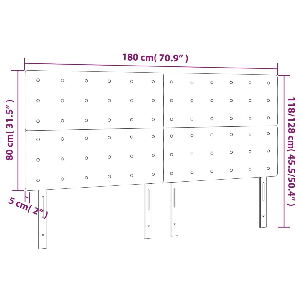 vidaXL 4 db cappuccino színű műbőr fejtámla 90 x 5 x 78/88 cm