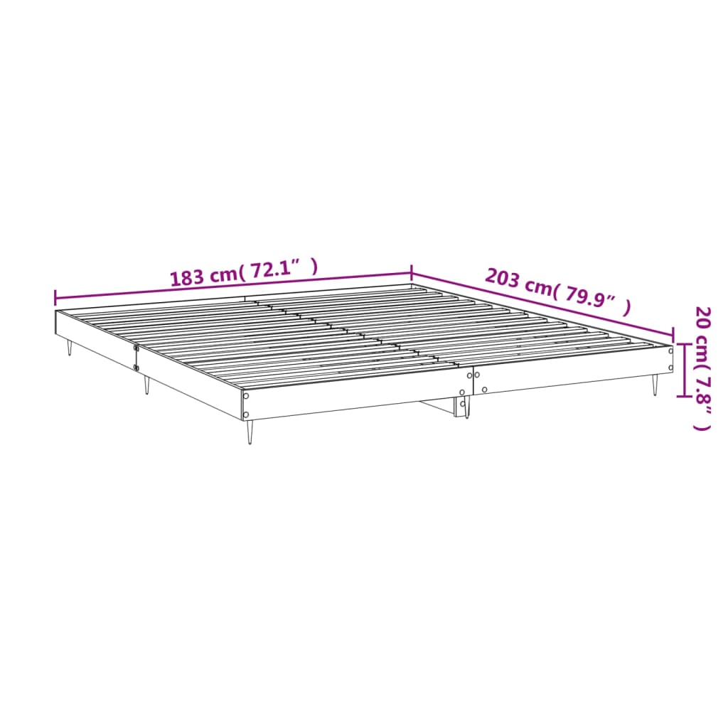 vidaXL füstös tölgy színű szerelt fa ágykeret 180 x 200 cm