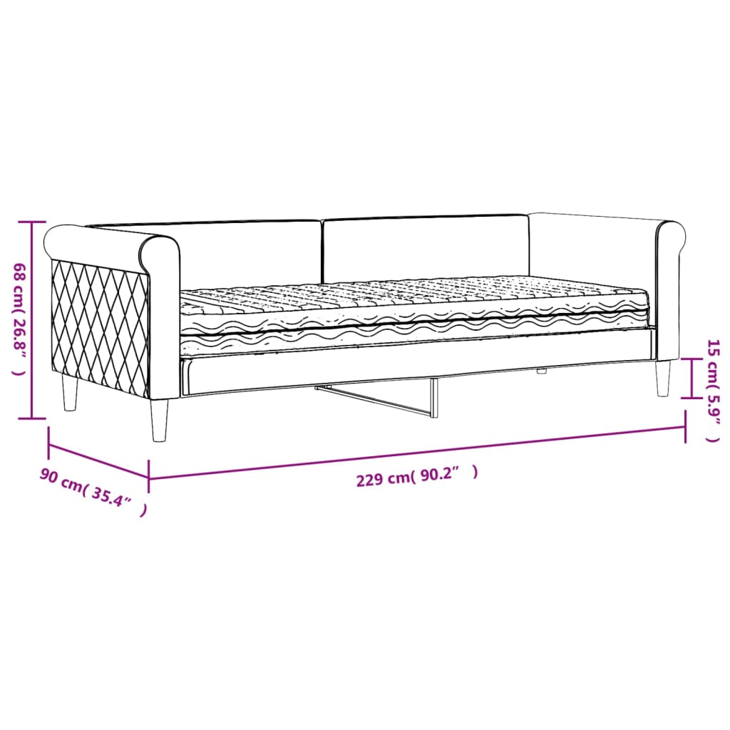 vidaXL világosszürke szövet kanapéágy matraccal 80 x 200 cm