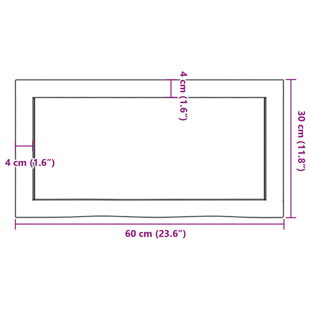 vidaXL sötétbarna kezelt tömör fa fürdőszobai pult 60x30x(2-4) cm