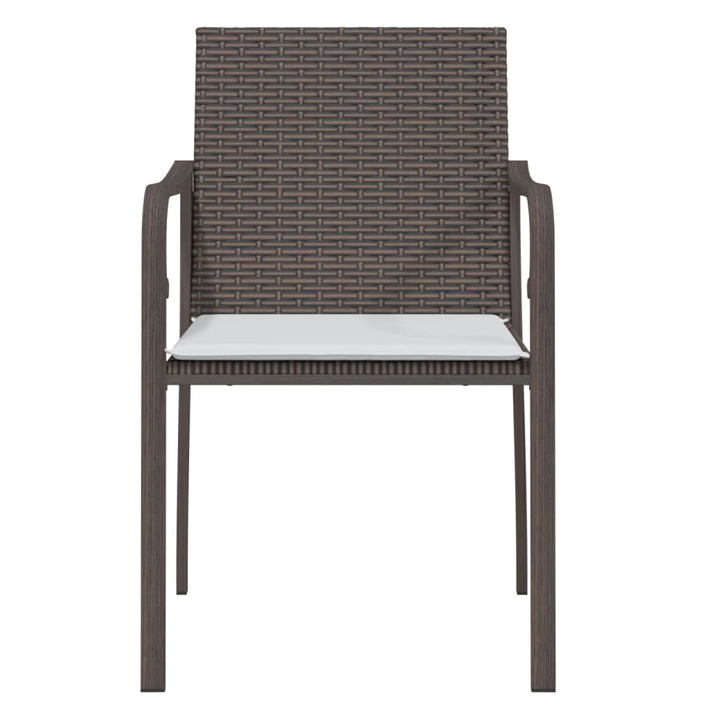 vidaXL 2 db barna polyrattan kerti szék párnával 56 x 59 x 84 cm