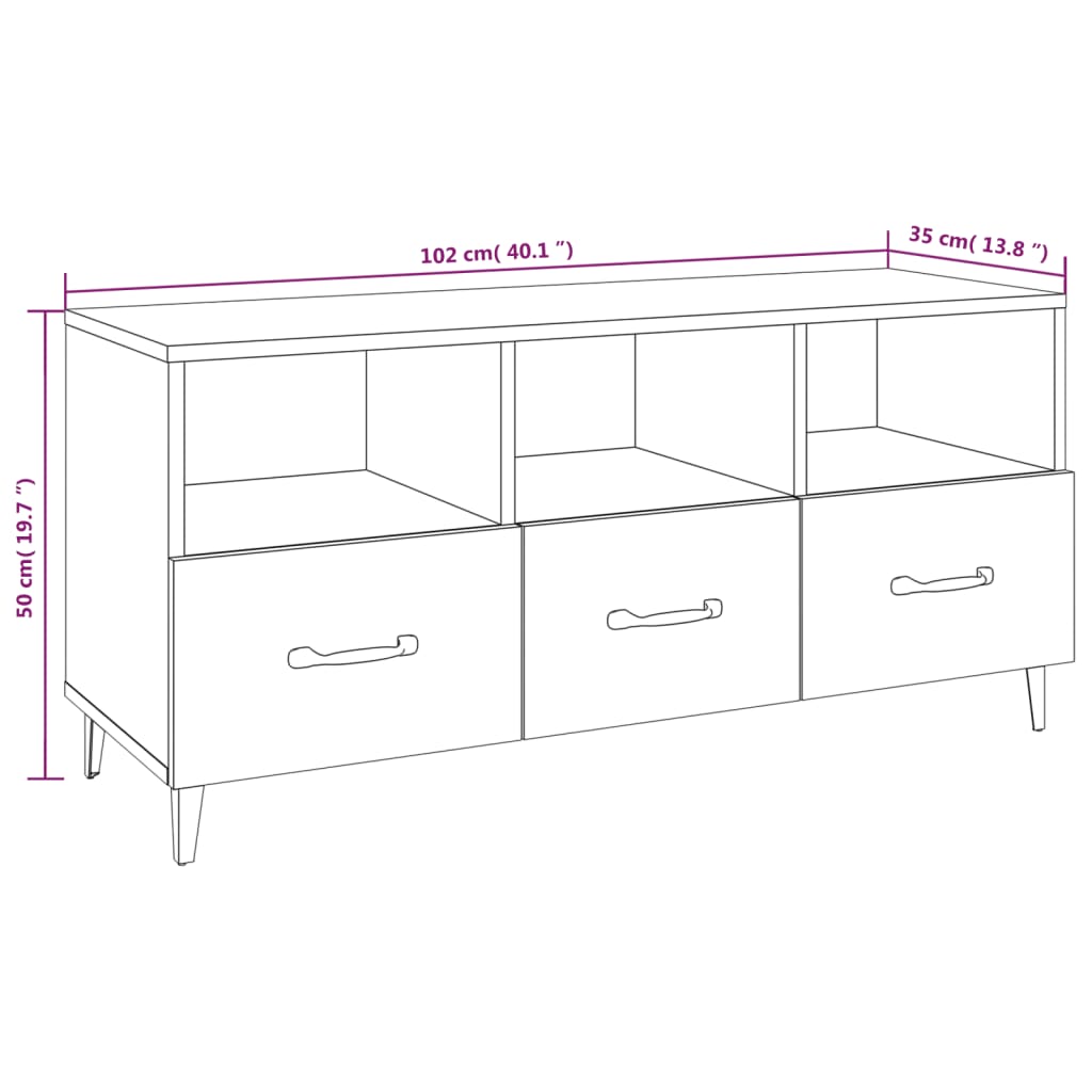 vidaXL fekete szerelt fa TV-szekrény 102 x 35 x 50 cm