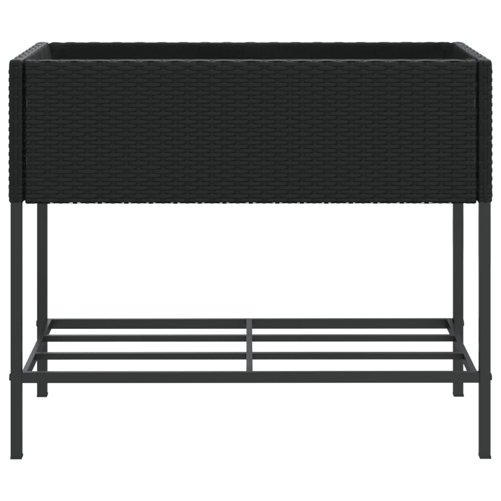 vidaXL 2 db fekete polyrattan kerti ültetőláda polccal 90 x 40 x 75 cm